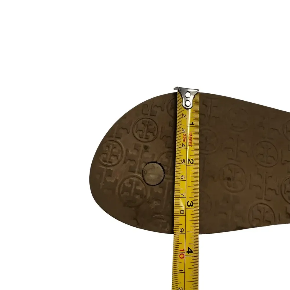 Tory Burch Signature Monogram Brown Flip-Flops Women's Size 5.5/6 Casual Luxury